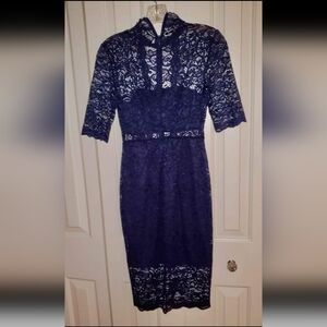 Express Navy Long Sleeve Lace Dress